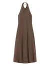 Iblues Linen Halterneck Dress In Brown