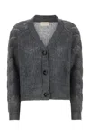 I Blues Button-up Textured Cardigan In Gray