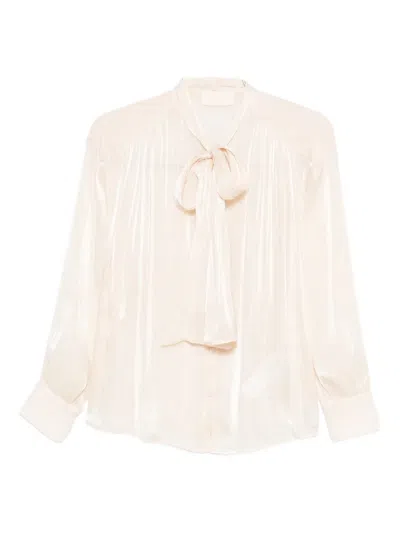 I Blues Pleated Bow Blouse In Neutral