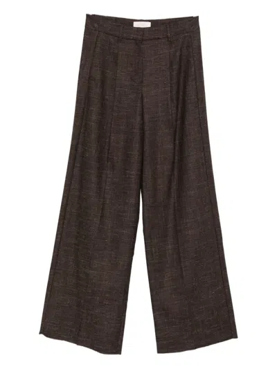 I Blues Pleated Wide-leg Trousers In Brown