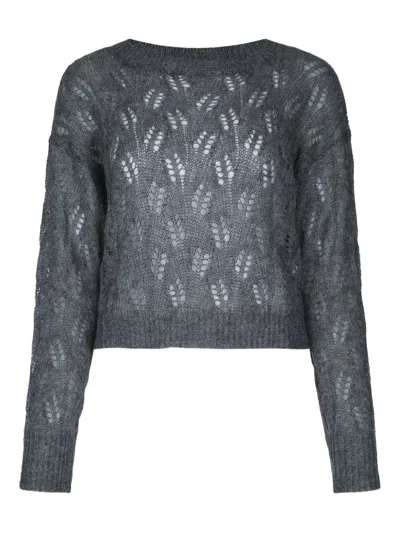 I Blues Pointelle-knit Sweater In Grey