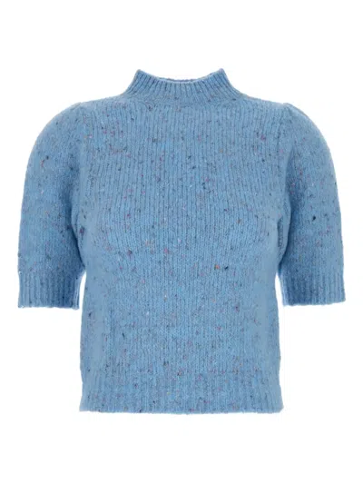 I Blues Puff-sleeve Knitted Top In Blue