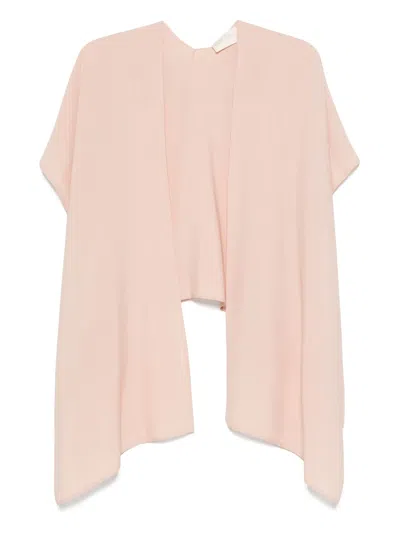 I Blues Short-sleeve Silk Cardigan In Pink
