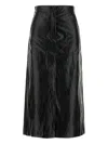 Iblues Textured Leather Midi Skirt In Black