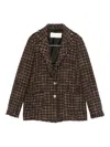 Iblues Tweed Frayed-edge Blazer In Brown