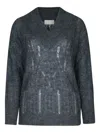 Iblues V-neck Pointelle-knit Sweater In Grey