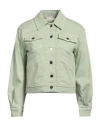 Iblues I Blues Woman Denim Outerwear Light Green Size 10 Cotton, Elastomultiester, Elastane In Green