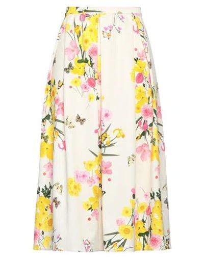I Blues Woman Midi Skirt Ivory Size 10 Polyester, Elastane In White
