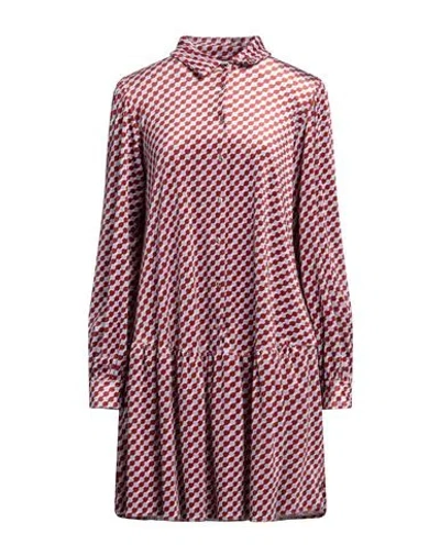 I Blues Woman Mini Dress Brick Size 8 Polyester, Elastane In Red
