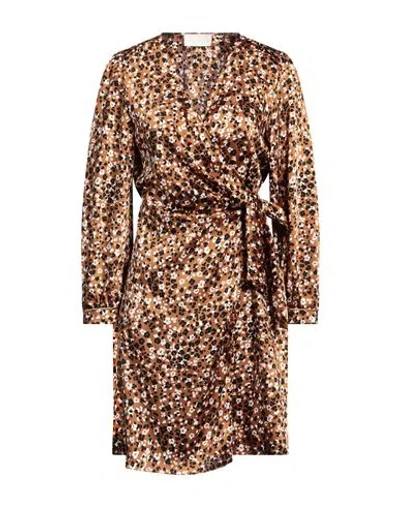 I Blues Woman Mini Dress Camel Size 8 Polyester In Beige