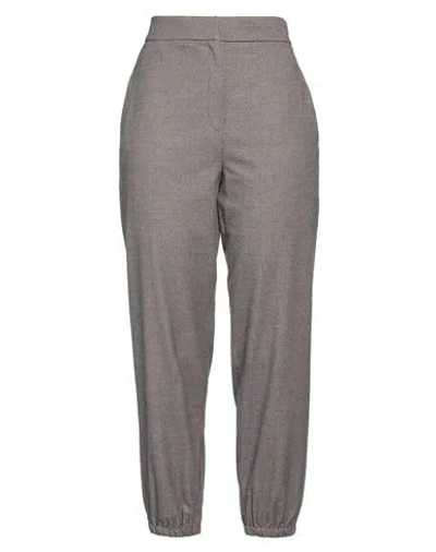 I Blues Woman Pants Brown Size 12 Polyester, Viscose, Elastane In Gray