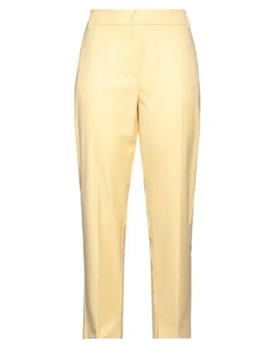 I Blues Woman Pants Pastel Yellow Size 6 Polyester, Viscose, Elastane