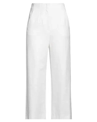 I Blues Woman Pants White Size 6 Cotton, Polyester, Elastane