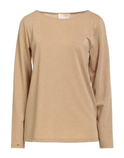 Iblues I Blues Woman Top Gold Size L Viscose, Polyester, Metallic Fiber, Polyamide, Elastane