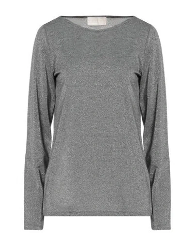 Iblues I Blues Woman Top Silver Size M Viscose, Polyester, Metallic Fiber, Polyamide, Elastane