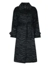 Iblues Zebra-print Belted Coat In Black