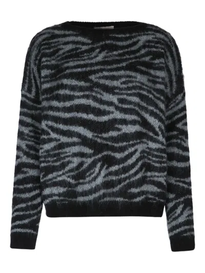 I Blues Zebra-print Knit Jumper In Black