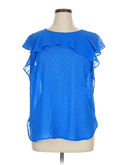 Pre-owned I Heart Ronson Short Sleeve Blouse In Blue
