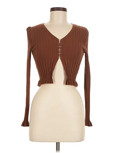Pre-owned I. Joah Long Sleeve Top Brown Plunge Neckline Tops