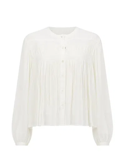 I Love Binetti Smocked-gathered Blouse In White