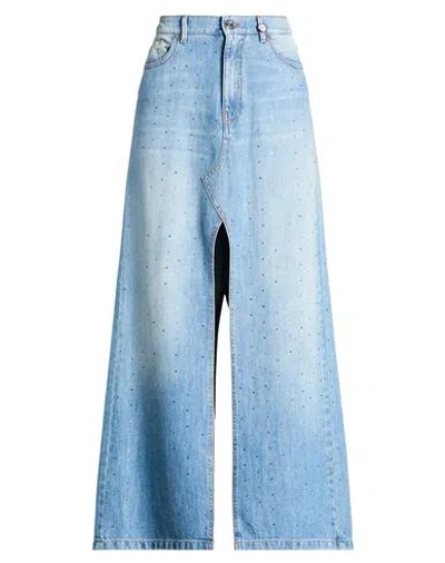 I Love Mp Woman Denim Skirt Blue Size 30 Cotton, Lyocell