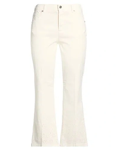 I Love Mp Woman Jeans Ivory Size 28 Cotton, Elastane In White