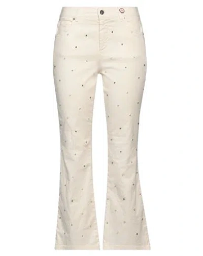 I Love Mp Woman Jeans Ivory Size 29 Cotton, Elastane In White