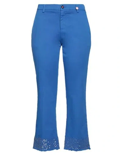 I Love Mp Woman Pants Blue Size 28 Cotton, Elastane