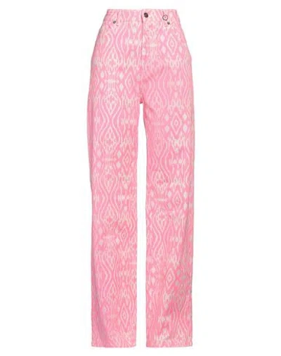 I Love Mp Woman Pants Fuchsia Size 26 Cotton In Pink