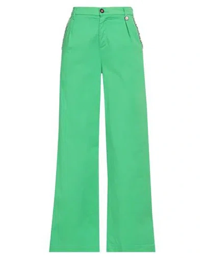 I Love Mp Woman Pants Green Size 25 Cotton, Elastane