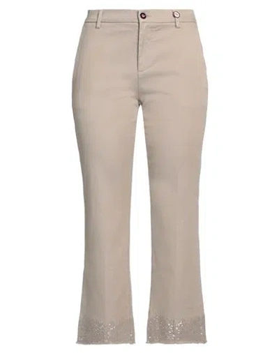 I Love Mp Woman Pants Sand Size 28 Cotton, Elastane In Beige