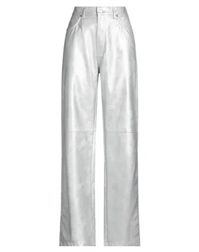 I Love Mp Woman Pants Silver Size 29 Polyurethane, Viscose