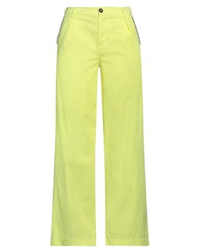 I Love Mp Woman Pants Yellow Size 25 Cotton, Elastane