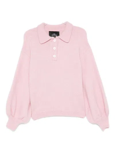 I Love Mr Mittens Balloon-sleeve Polo-neck Sweater In Pink