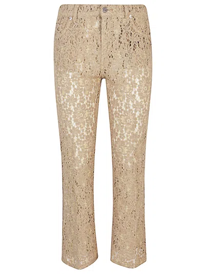 I Love My Pants Beige Kendal Embroidered Trousers In Brown