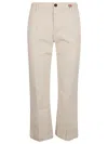 I Love My Pants Beige Cotton Embroidered Trousers In White