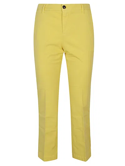 I Love My Pants Bella Embroidered Cotton Trousers In Yellow