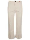 I Love My Pants Beige Cotton Embroidered Trousers In White