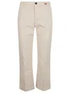 I Love My Pants Beige Cotton Embroidered Trousers In White