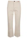 I Love My Pants Beige Cotton Embroidered Trousers In White