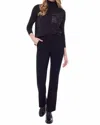 I Love Tyler Madison Axel Solid Boot Leg Full-length Ponte Pant In Black In Blue