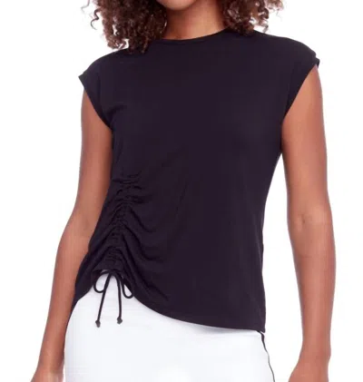 I Love Tyler Madison Cap Sleeve Top With String In Black In Blue