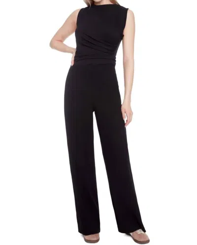 I Love Tyler Madison Claude Textured Techno Wide-leg Pants In Black