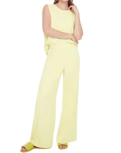 I Love Tyler Madison Fiona Vegan Silk Wide Leg Pant In Lime In Yellow