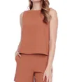I LOVE TYLER MADISON GIANNA SOLID VEGAN SILK TANK IN MOCHA