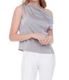 I Love Tyler Madison Lily Solid Satin Assymetric Top In Silver In Silver