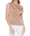 I Love Tyler Madison Lily Solid Satin Asymmetric Top In Champagne In White