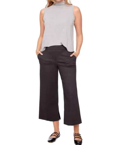 I Love Tyler Madison Senna Plaid Cropped Wide-leg Ponte Pants In Charcoal