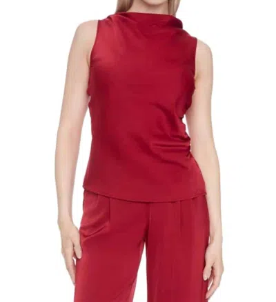 I Love Tyler Madison Veronca Belize Satin Sleeveless Top In Lava In Black