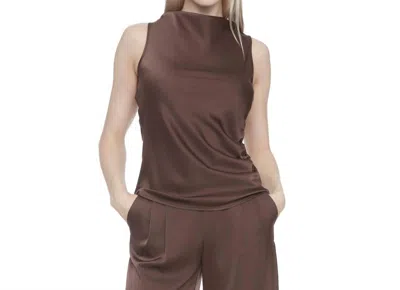 I Love Tyler Madison Veronica Belize Satin Sleeveless Top In Brown